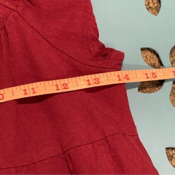 Wild Fable Babydoll Dress XS Mini Maroon Red Linen Rayon Cottagecore Sleeveless - Picture 6 of 8